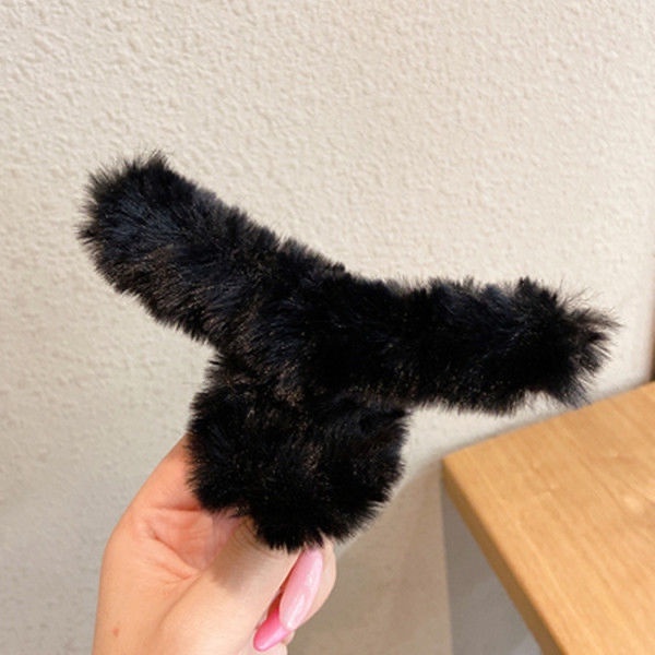 [10753] JR-A001 Jepitan Rambut Salon Slim Bulu Halus Jedai Wanita Bahan Bulu Lembut Jepit Rambut Silang Gaya Korea Warna Soft Aksesoris Rambut (JR-A001-Black)