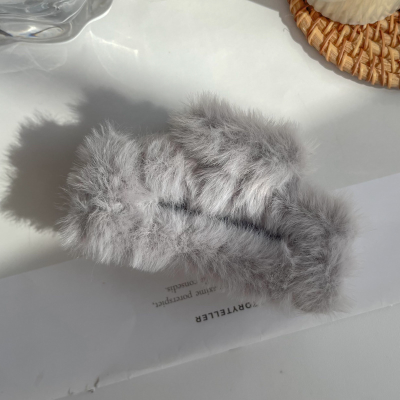 JR-A005 Jepit Rambut Bulu Bulu Jedai Wanita Cantik New Fashion Square Large Plush Fluffy Hair Claw Clips