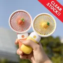 [10884] K-AP001 "Clear Stock" Kipas Angin Genggam Mini Portable Bentuk Buah / Kipas Angin Tangan Bahan Silikon / Mini Fan / Kipas Lipat Portable (K-AP001-Green)