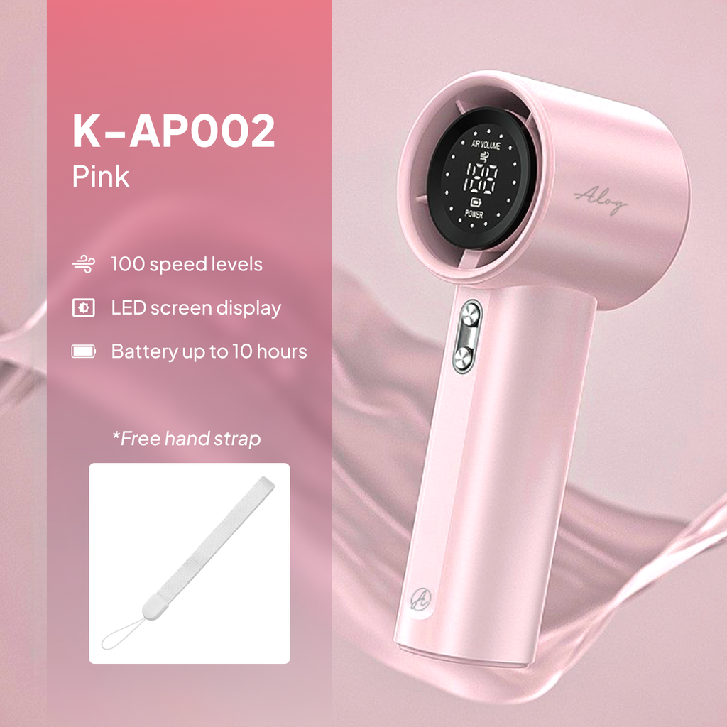 K-AP002 Kipas Angin Genggam Portabel Turbo Dengan 100 Level Power Digital Display Adjustable Turbo Rechargeable Type C