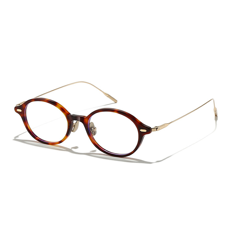 [11374] M-AR003 Kacamata Premium Anti Radiasi Frame Oval Retro Berkelas (M-AR003-P2-Black-Gold)