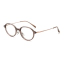 [11383] M-AR005-P2 Kacamata Premium Anti Radiasi Frame Oval Style Nerd Aesthetic Retor Minimalis (New Product) (M-AR005-P2-Brown-Gold)