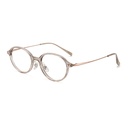 [11384] M-AR005 Kacamata Premium Anti Radiasi Frame Oval Style Nerd Aesthetic Retro Minimalis (M-AR005-P2-Champagne-Gold)