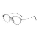 [11385] M-AR005 Kacamata Premium Anti Radiasi Frame Oval Style Nerd Aesthetic Retro Minimalis (M-AR005-P2-Gray-Silver)