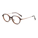 [11386] M-AR005 Kacamata Premium Anti Radiasi Frame Oval Style Nerd Aesthetic Retro Minimalis (M-AR005-P2-Leopard-Gold)