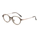 [11387] M-AR005 Kacamata Premium Anti Radiasi Frame Oval Style Nerd Aesthetic Retro Minimalis (M-AR005-P2-Olive-Gold)