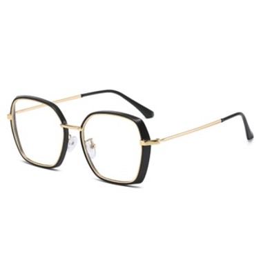 [10785] M-ARPT011 Kacamata lensa photocromic anti radiasi wanita kacamata bingkai Kotak Titanium Anti UV 2 In 1 fotocromic (M-ARPT011-Gold/Black)
