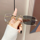 [11428] M-ARPT015 Kacamata Photocromic Frameless Color-Changing Glasses Women's Anti-Blue Light (M-ARPT015-Gold)