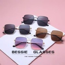 [10245] M-MX001 Kacamata Pria/Wanita-Fashion-Retro Vintage Segiempat Metal-Sunglasses-Korea K104 (M-MX001-Black/Black)