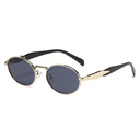 [11388] M-MX004 Kacamata Hitam Oval Anti UV400 Frame Logam High-End Fashion Wanita Pria (M-MX004-Gold/Black)