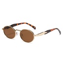 [11391] M-MX004 Kacamata Hitam Oval Anti UV400 Frame Logam High-End Fashion Wanita Pria (M-MX004-Leopard/Tea)