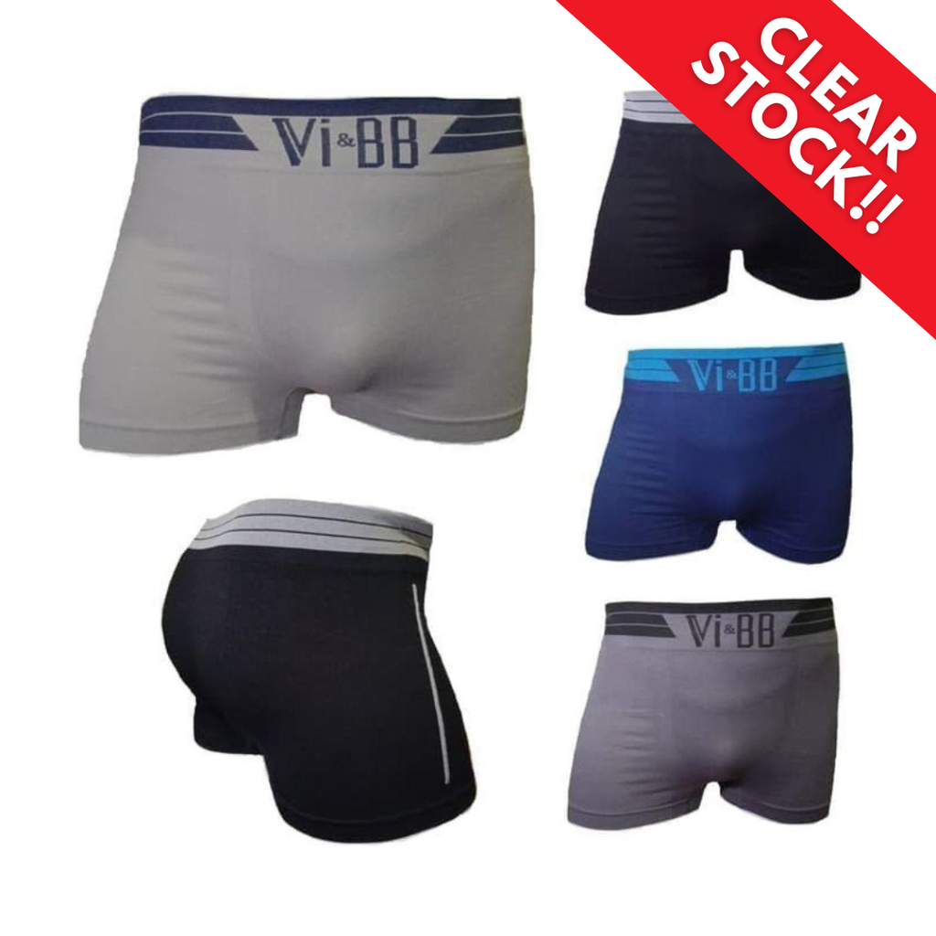 [10769] P-CD005 Promo Boxer Pria VI-BB Premium Celana Dalam Pendek Pria Boxer ViBB Pakaian Dalam (P-CD005-Black)
