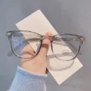 [10712] PL-AR010 Kacamata Transparan Anti Radiasi Wanita Kacamata Korea Wanita Fashion Retro Bentuk Kotak Eyeglasses P (PL-AR010-Gray)