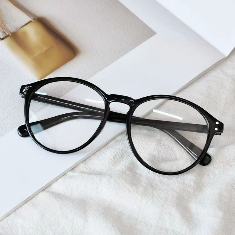 [10975] PL-AR016 Kacamata Anti Radiasi Wanita Lensa Bulat Bahan Metal (PL-AR016-Bright/Black)