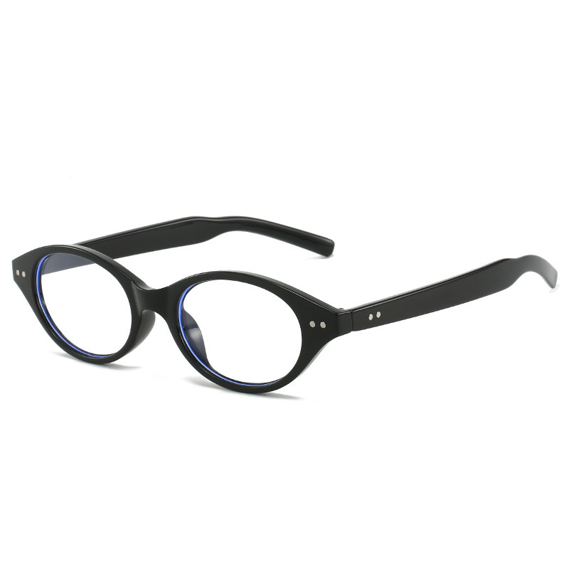 [11057] PL-AR017 Kacamata Retro Korean Style Bingkai Oval Kecil Anti Radiasi (PL-AR017-Black)