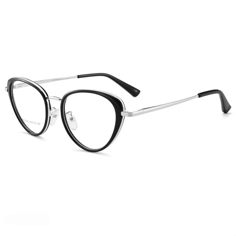 [11073] PL-AR019 Kacamata Frame Cat Eye Lensa Anti Radiasi Gagang Metal Fashion Wanita Classy Look (PL-AR019-Black)