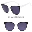 [10005] PL-H003 Korean Design Retro Mata Kucing Kacamata Hitam Wanita Sunglasses KM01 (PL-H003-A1-C1/White)
