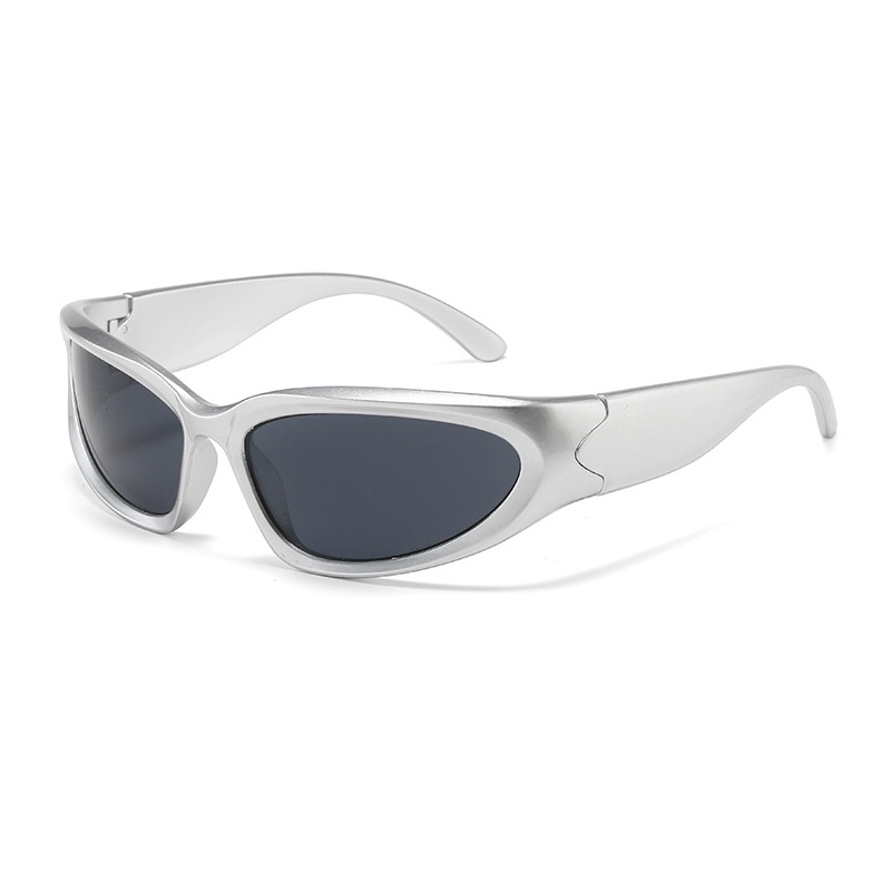 [10607] PL-H019 Kacamata Steampunk Hitam Bersepeda Cyberpunk Hip Hop Punk Gaya Retro Eropa Olahraga Wanita Dan Pria (PL-H019-Silver White)