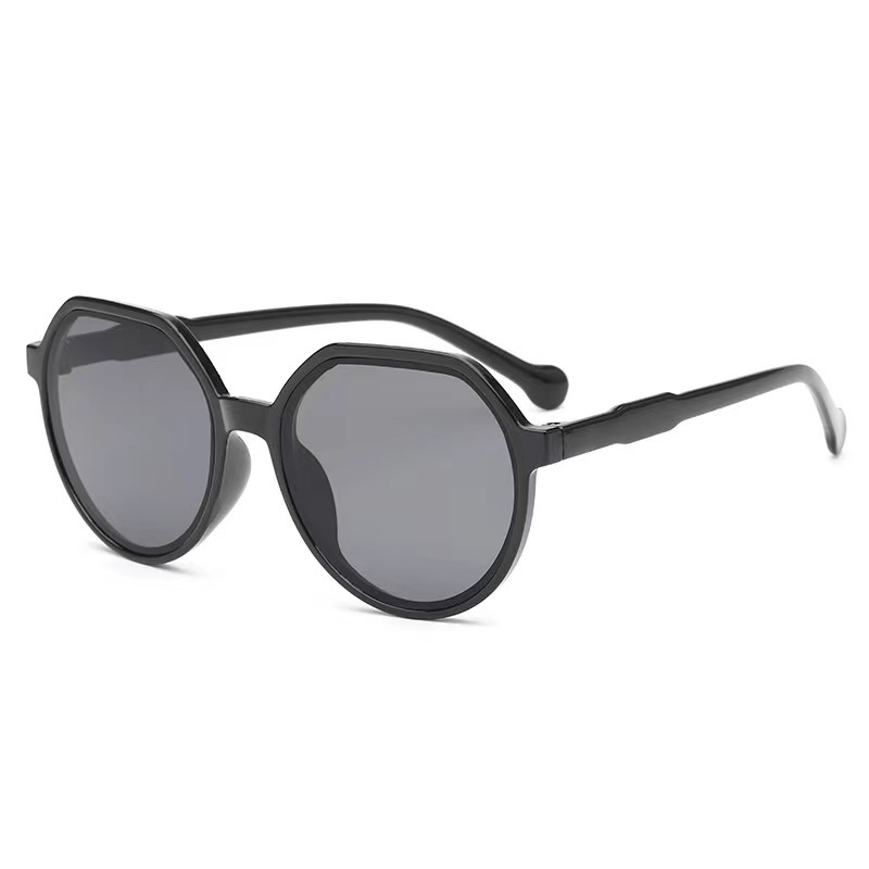 [11088] PL-H041 Kacamata Hitam Frame Hexagon Korean Retro Elegan Fashion (PL-H041-Black/Gray)