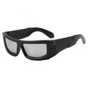 [11148] PL-H045 Kacamata Hitam Oversized Cyber Look Anti UV Kacamata Fashion Pria Wanita (PL-H045-Black/White)