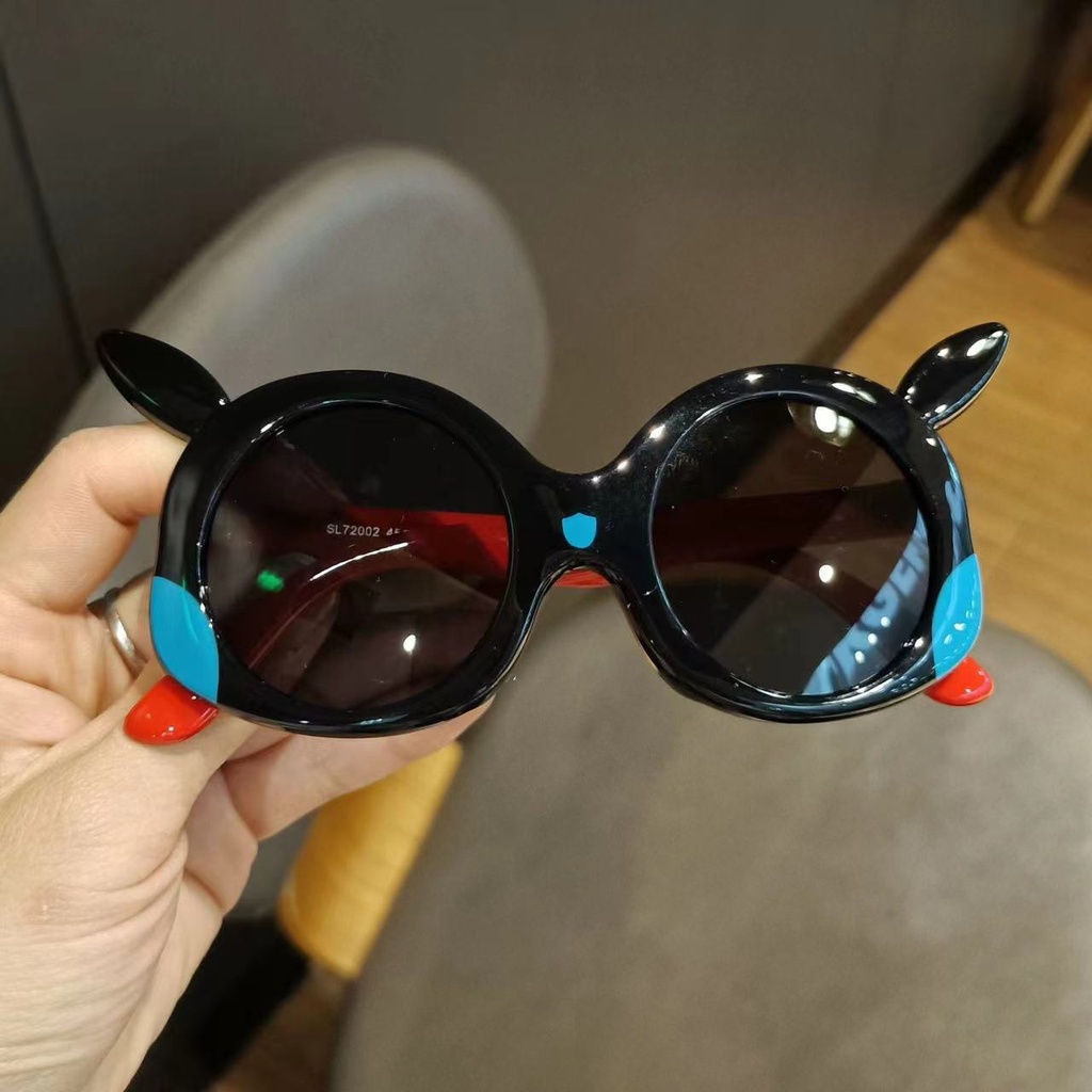 [11244] PL-H048A Kacamata Hitam Anak Motif Kartun Pikachu Lucu Kid's Sunglasses Anti UV (PL-H048A-Black)