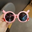 [11246] PL-H048A Kacamata Hitam Anak Motif Kartun Pikachu Lucu Kid's Sunglasses Anti UV (PL-H048A-Pink)