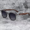 [11409] PL-H050 Kacamata Hitam European and American Wood Grain Leg Sunglasses Uv Protection (PL-H050-Bright-Gray)