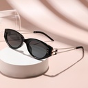 [11423] PL-H051 Kacamata Hitam Cat-Eye Sunglasses for Women Korean Cross-Border (PL-H051-Black-Silver)