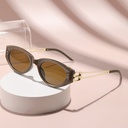 [11424] PL-H051 Kacamata Hitam Cat-Eye Sunglasses for Women Korean Cross-Border (PL-H051-Brown-Gold)