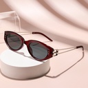 [11425] PL-H051 Kacamata Hitam Cat-Eye Sunglasses for Women Korean Cross-Border (PL-H051-Maroon-Silver)