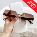 [10672] PL-MX007 Kacamata Hitam No frame Women Sunglasses New Arrival Import Kacamata Gaya Fashion (PL-MX007-Orange)