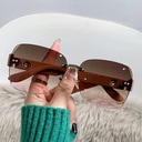 PL-MX012 Kacamata bulat Hitam No frame Women Sunglasses New Arrival Import Kacamata Gaya Fashion (PL-MX012-Brown)