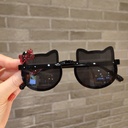 [11014] PL-MX016A Kacamata Anak Model Kucing Imut Fashion Imut dengan Aksen Pita (PL-MX016A-Black/Gray)
