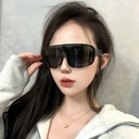 [11289] PL-MX018 Kacamata Sepeda Viral Anti UV Kacamata Hitam Besar Sporty Sunglasses Pria Wanita (PL-MX018-Gray/Silver)