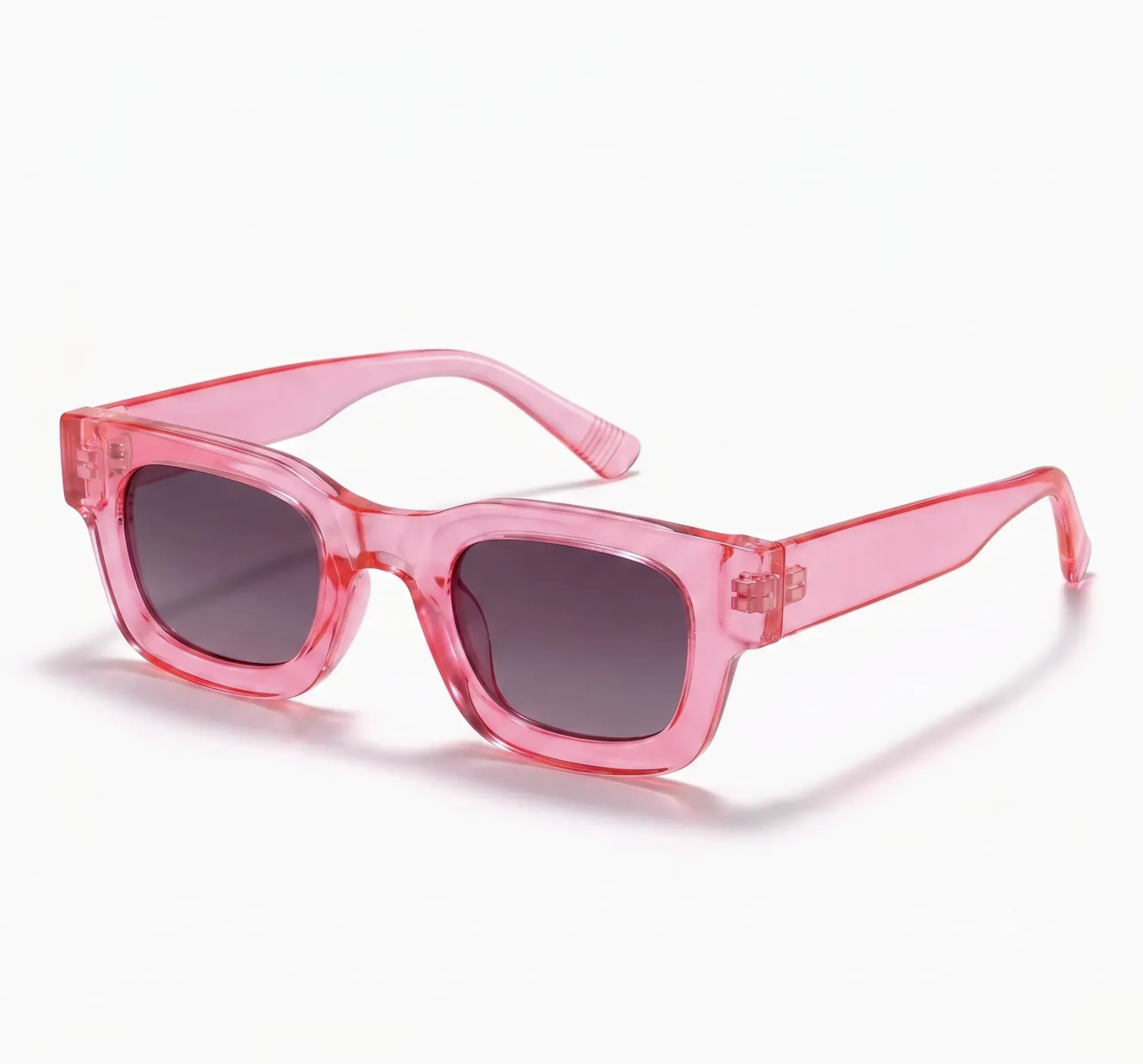 [11471] PL-WW005 Kacamata Hitam UV400 Bingkai Kecil Persegi Gaya Vintage Untuk Pria Dan Wanita (PL-WW005-Pink Fanta)