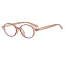 [11216] PL-WW025 Kacamata Retro Oval Bingkai Kecil Y2K Style Modis Unisex Anti-UV (PL-WW025-Tea/Clear)