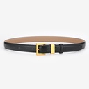 [10837] TP-KL004 Ladies Fashion Square Belt Ikat Pinggang Wanita Gaya Santai Dengan Double Lubang Pengikat Gesper Cewek Bahan Kulit Aksesoris (TP-KL004-Black)
