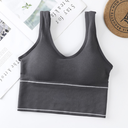 [10773] W-B003 Bra Sport Bra Gym Olahraga Wanita Tanpa Kawat Elastis Underwear Female Motif Polos B03 Pakaian Dalam (W-B003-AW/Dark Gray)