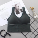 [10774] W-B003 Bra Sport Bra Gym Olahraga Wanita Tanpa Kawat Elastis Underwear Female Motif Polos B03 Pakaian Dalam (W-B003-AW/Dark Green)
