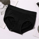 [10628] W-CD001 Celana Dalam Wanita Briefs Elastis Seamless Mid Waist Bahan Katun CD01 Pakaian Dalam (W-CD001-25 Black)