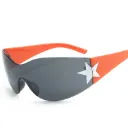 [11477] PL-WW029 Kacamata Lensa Warna Warni Olahraga Berkendara Dengan Motif Bintang (New Product) (PL-WW029-Black/Orange)