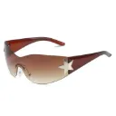 [11479] PL-WW029 Kacamata Lensa Warna Warni Olahraga Berkendara Dengan Motif Bintang (New Product) (PL-WW029-Brown)