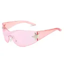 [11480] PL-WW029 Kacamata Lensa Warna Warni Olahraga Berkendara Dengan Motif Bintang (New Product) (PL-WW029-Pink)