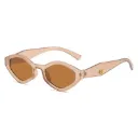 [11532] PL-H057 Kacamata Hitam Korean Style Polygonal Beach Sunglasses (New Product) (PL-H057-Transparant/Tea)