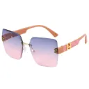 [11673] PL-MX006 Kacamata Hitam Titanium Kotak Wanita Sunglasses New Arrival Import Kacamata Fashion (PL-MX006-Pink-Purple)