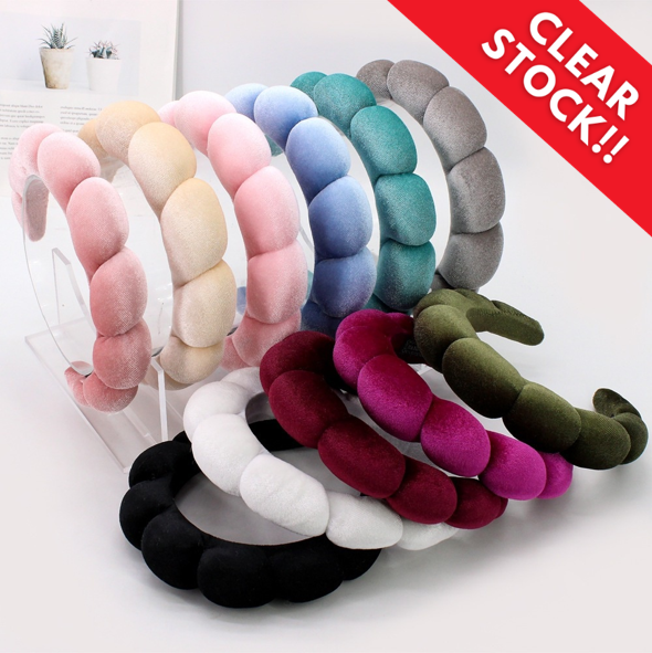 BD-A001 "Clear Stock" Bando Shell Busa Tebal Jumbo Fluffy Empuk Polos Bandana Cloud Style Gaya Korea Fashion Head Band Aksesoris Rambut Wanita