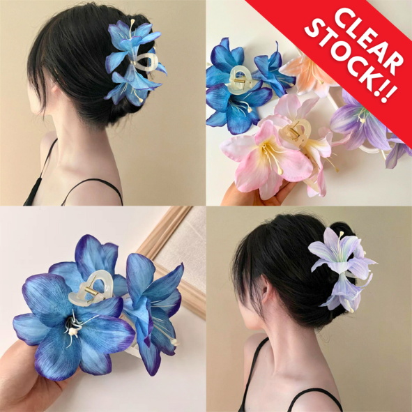 JR-A012 "Clear Stock" Jepit Rambut Bunga Amaryllis Elegan Jepitan Rambut Korea Fashion Floral Hairpin