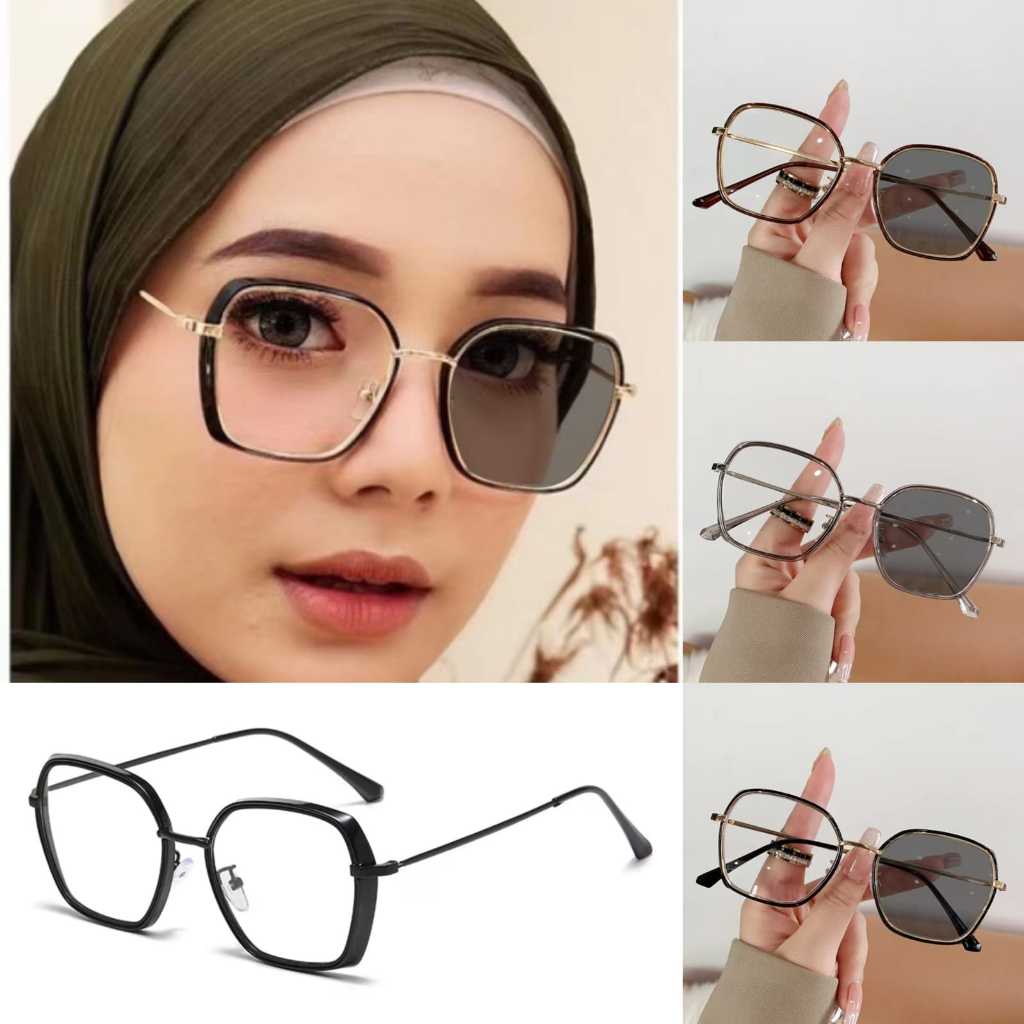 M-ARPT011 Kacamata Lensa Photocromic Anti Radiasi Wanita Bingkai Kotak Titanium Anti UV