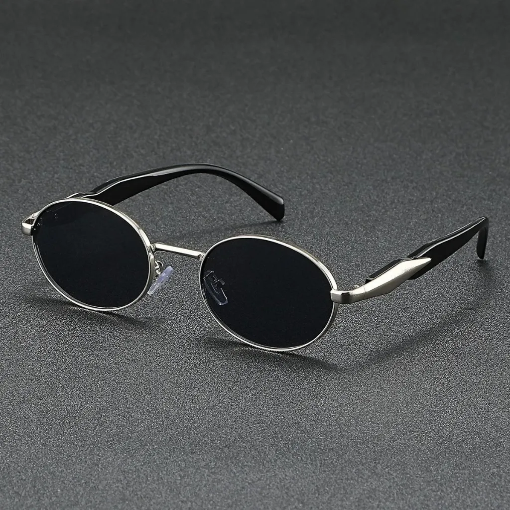 M-MX004  Kacamata Hitam Oval Anti UV400 Frame Logam High-End Fashion Wanita Pria (New Product)