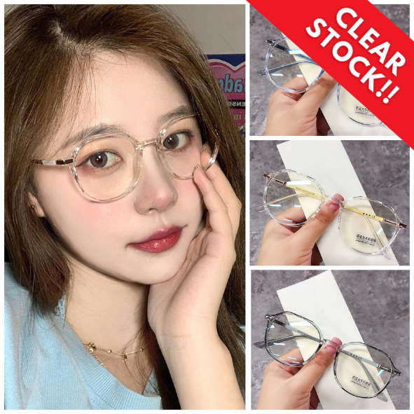 PL-AR012 "Clear Stock" Kacamata Anti Radiasi Wanita /Kacamata Stylish Lucu Bulat/ Kacamata